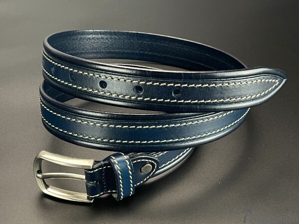 arohawaii86*HB-397A. original leather. blue # meat thickness RealLeather stitch * leather belt new goods *1 start *1 jpy start *