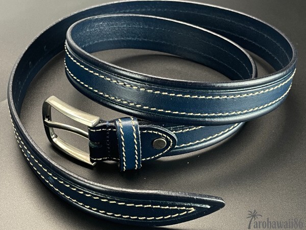arohawaii86*HB-397A. original leather. blue # meat thickness RealLeather stitch * leather belt new goods *1 start *1 jpy start *