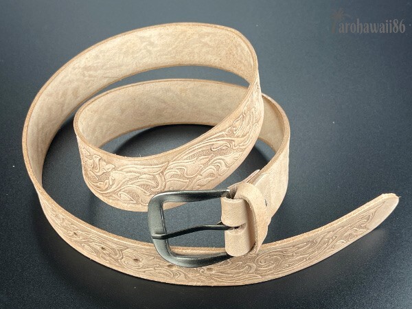 arohawaii86*HB-031A original leather # Carving * natural / beige Carving leather belt new goods *1 start *1 jpy start *