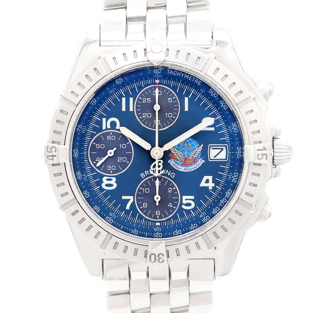 BREITLING Breitling Chronomat blue Impulse chronograph Japan limitation 500ps.@A13353 Date 200m men's self-winding watch 