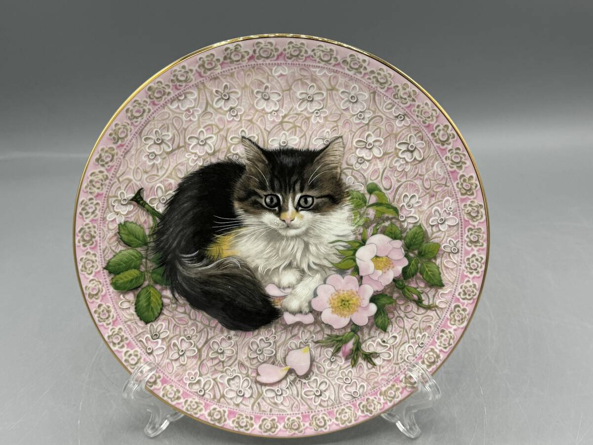エインズレイ レズリーアンアイボリー 飾り皿 6月子猫 カレンダープレート Meet my kittens 猫 (793) _画像1