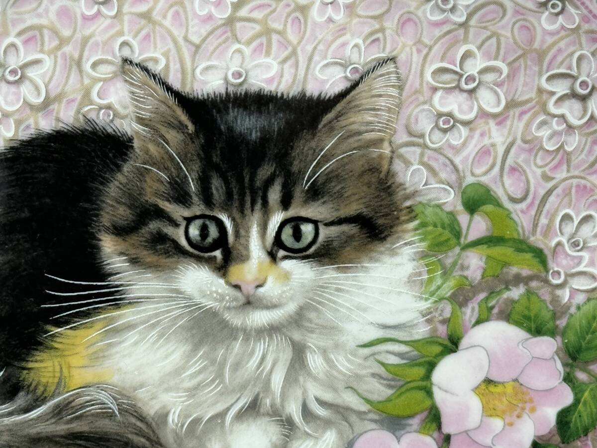 エインズレイ レズリーアンアイボリー 飾り皿 6月子猫 カレンダープレート Meet my kittens 猫 (793) _画像3