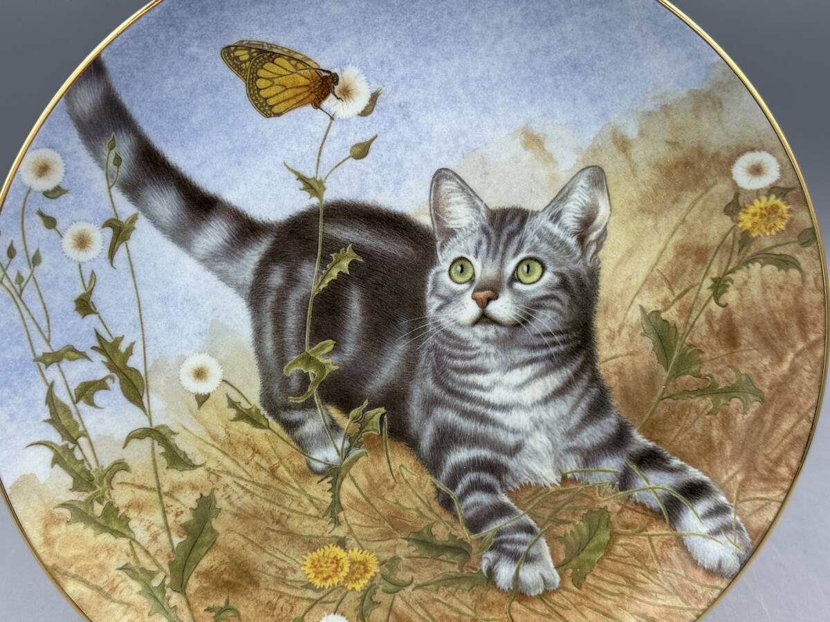 ダンブリーミント アイリーン スペンサー ネコ Garden of Weedin 絵皿 飾り皿 ねこ お花 シリーズ 猫 (793)_画像2