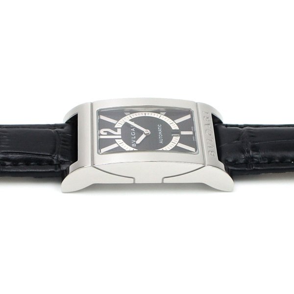1円～ 3ヶ月保証付き 磨き済み 美品 本物 定番 人気 BVLGARI ブルガリ レッタンゴロ RT45S 革ベルト 自動巻き ブラック メンズ 時計の画像5