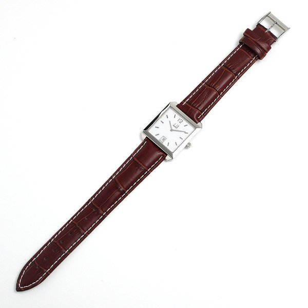 1 jpy ~ polished genuine article popular DUNHILL Dunhill City scape 8011 square Date leather belt white men's clock 