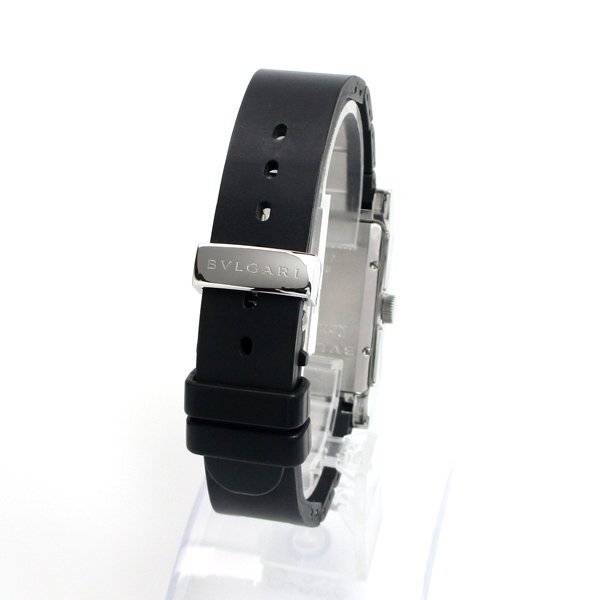 1円～ 3ヶ月保証付き 磨き済み 美品 本物 人気 BVLGARI ブルガリ レッタンゴロ RT45S ラバーベルト 自動巻き ブラック メンズ 時計の画像3