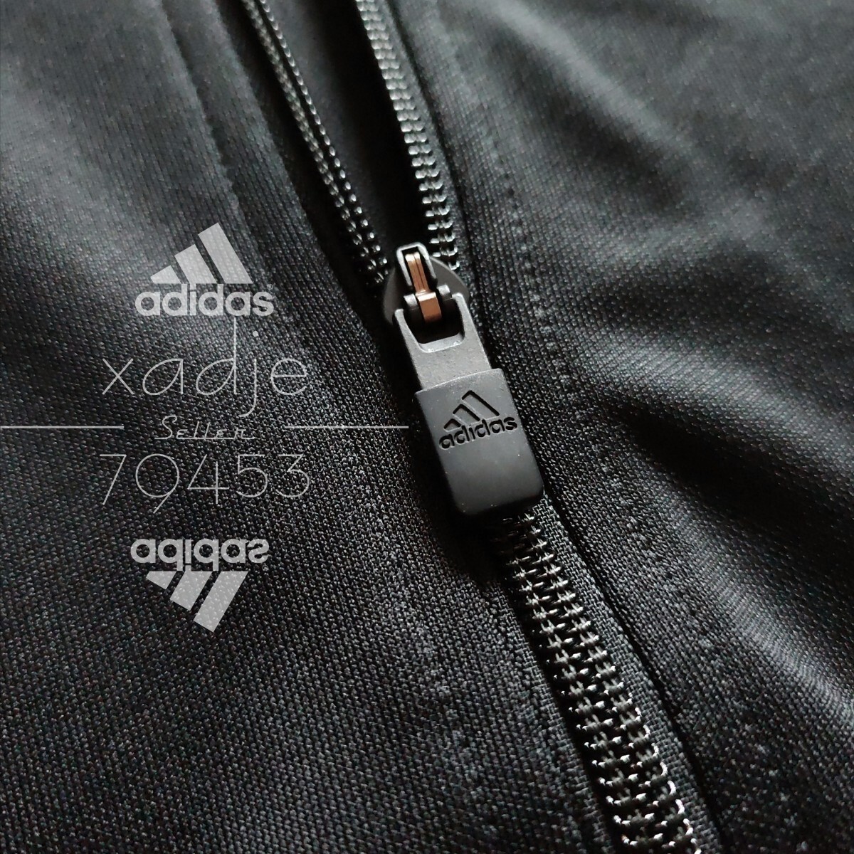 新品 正規品 adidas アディダス 上下セット セットアップ ジャージ 黒 ブラック チャコール 三本ライン 裾ファスナー付き 薄手 Mの画像4