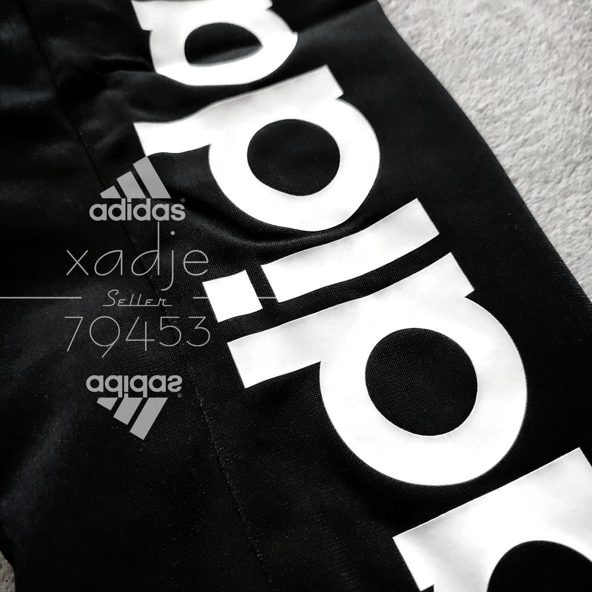 新品 正規品 adidas アディダス 上下セット セットアップ ジャージ ジャケット パンツ 黒 ブラック 白 ロゴ刺繍 プリント XL_画像7