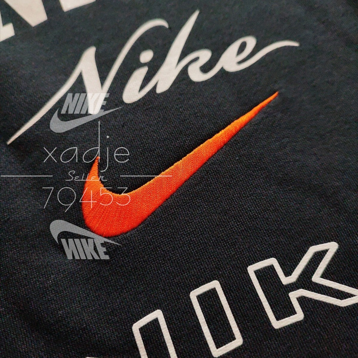 新品 正規品 NIKE swoosh ナイキ ロゴ プリント 刺繍 上下セット スウェット トレーナー パンツ セットアップ 黒 ブラック 上 2XL 下 XLの画像4