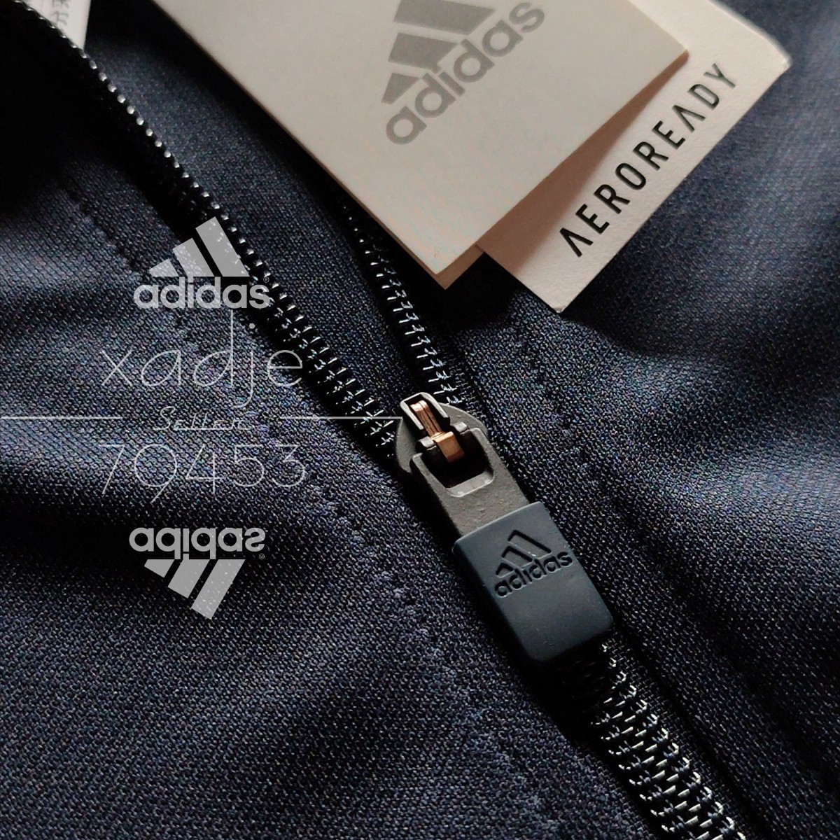 新品 正規品 adidas アディダス 上下セット セットアップ ジャージ 紺 ネイビー 白 三本ライン 裾ファスナー付き 薄手 XO 2XL_画像4