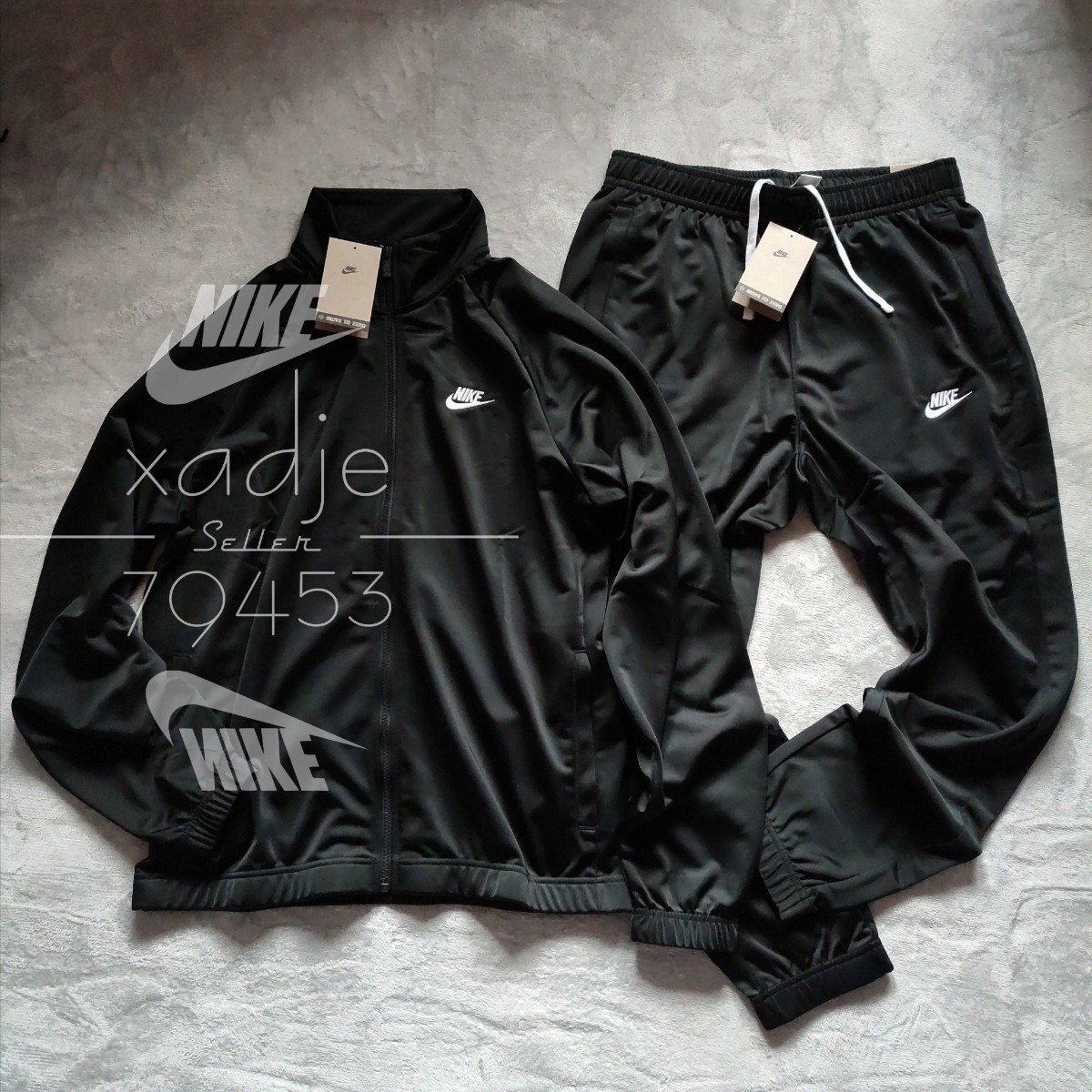  new goods regular goods NIKE Nike jersey top and bottom set jacket pants Logo embroidery setup MOVE TO ZERO black black white L