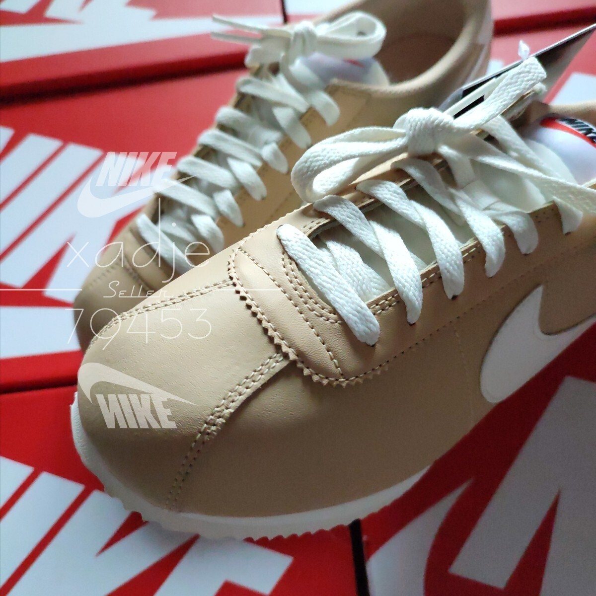 新品 正規品 NIKE ナイキ CORTEZ コルテッツ ベージュ セサミ 白 セイル WMNS 26.5cm (実質25.5~26cm) US9.5 箱付きの画像5