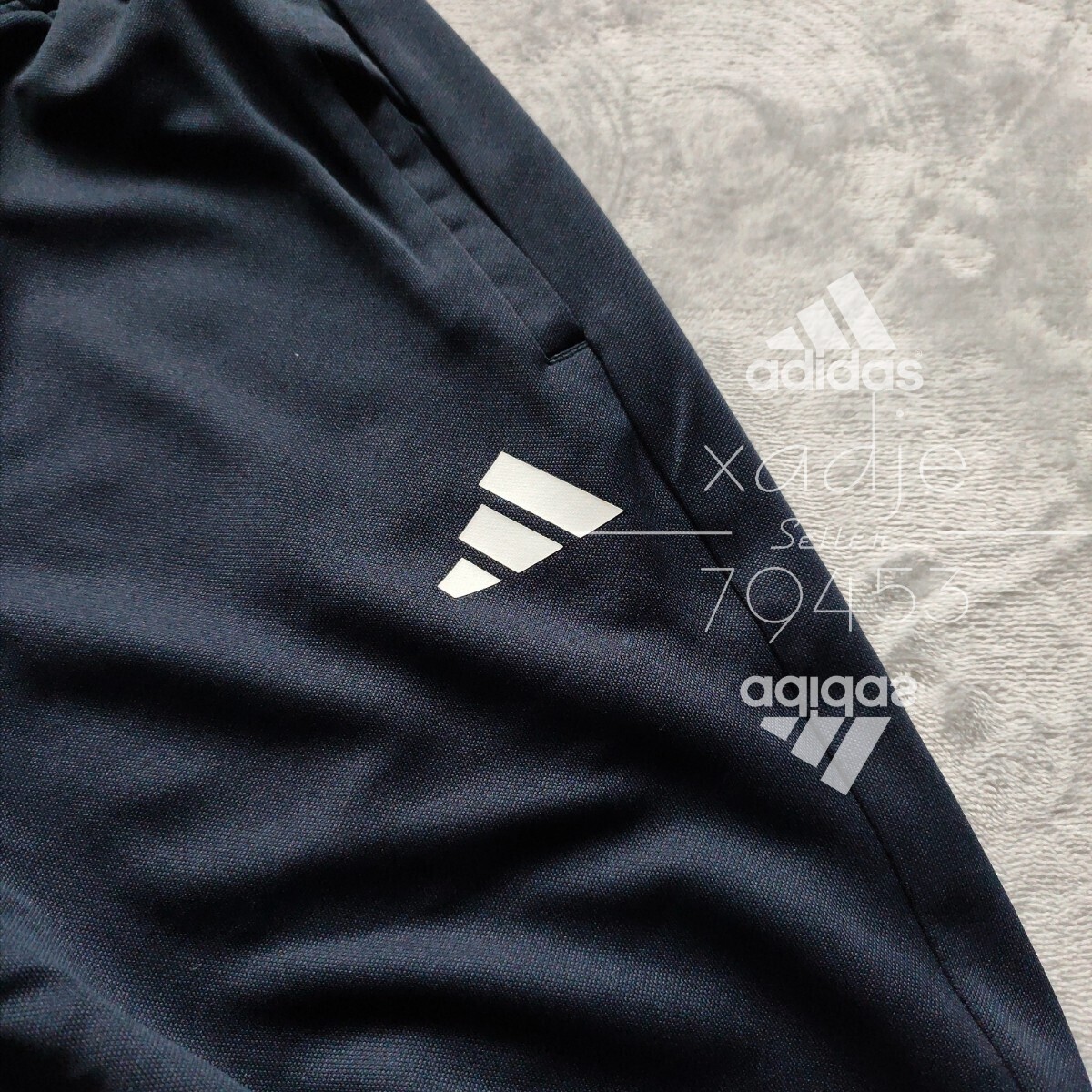 新品 正規品 adidas アディダス 上下セット セットアップ ジャージ ジャケット パンツ 紺 ネイビー 三本ライン 裾ファスナー付き 薄手 XL