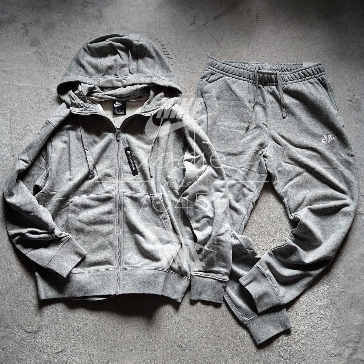  new goods regular goods NIKE Nike sweat top and bottom set Parker pants Logo embroidery setup ash gray white ...L