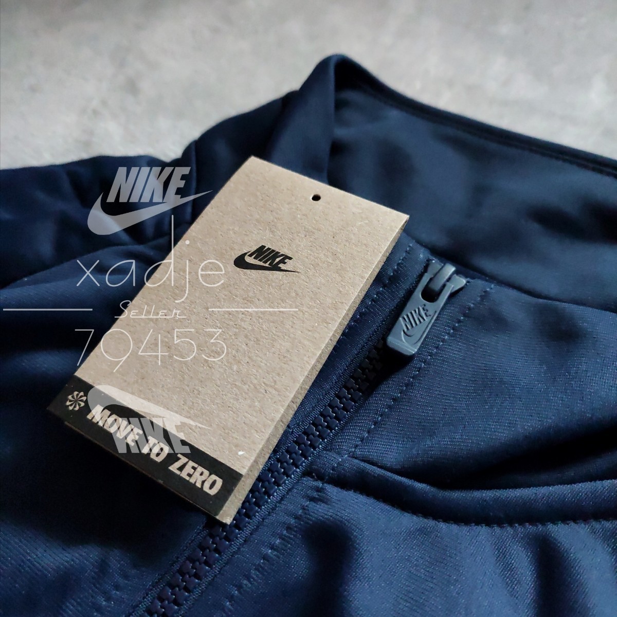  new goods regular goods NIKE Nike jersey top and bottom set jacket pants Logo embroidery setup MOVE TO ZERO navy blue navy white 2XL XXL