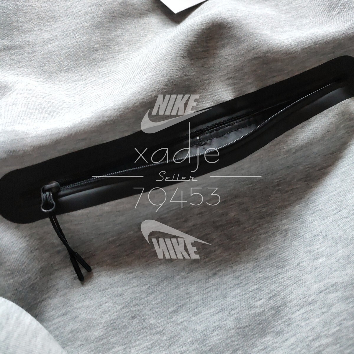 新品 正規品 NIKE ナイキ NSW テックフリース ハーフジップ トレーナー ロゴ プリント ラグラン 灰 グレー 黒 XLの画像6