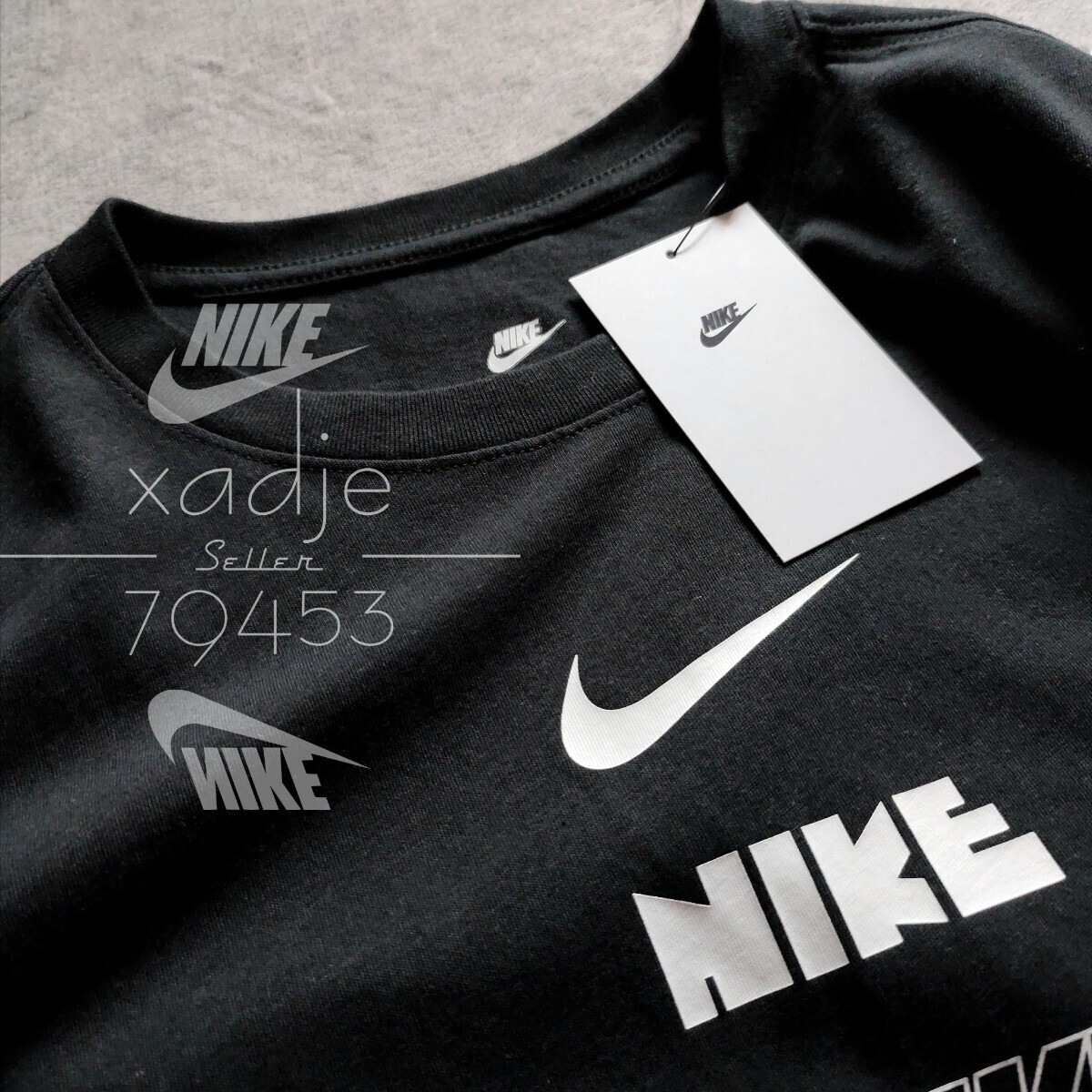 新品 正規品 NIKE ナイキ NSW INC 半袖 Tシャツ 2枚セット 黒 ブラック 白 ホワイト 緑 ロゴ スウッシュ プリント Mの画像4
