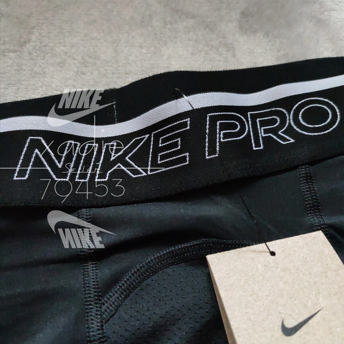 新品 正規品 NIKE PRO ナイキ プロ トレーニング 上下セット ジャージ タイツ ロゴ プリント 長袖 セットアップ 黒 ブラック Lの画像7