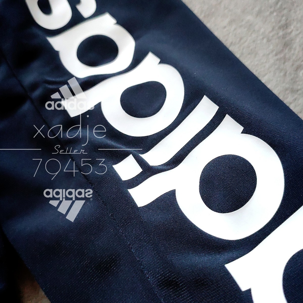 新品 正規品 adidas アディダス 上下セット セットアップ ジャージ ジャケット パンツ 紺 ネイビー 白 ロゴ刺繍 プリント 2XLの画像7