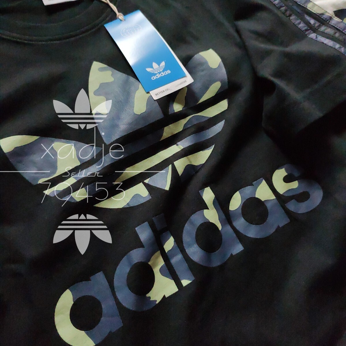 新品 正規品 adidas originals アディダス オリジナルス 2枚セット 半袖 Tシャツ プリント 黒 ブラック グリーン グレー系 迷彩 2XO 3XLの画像3