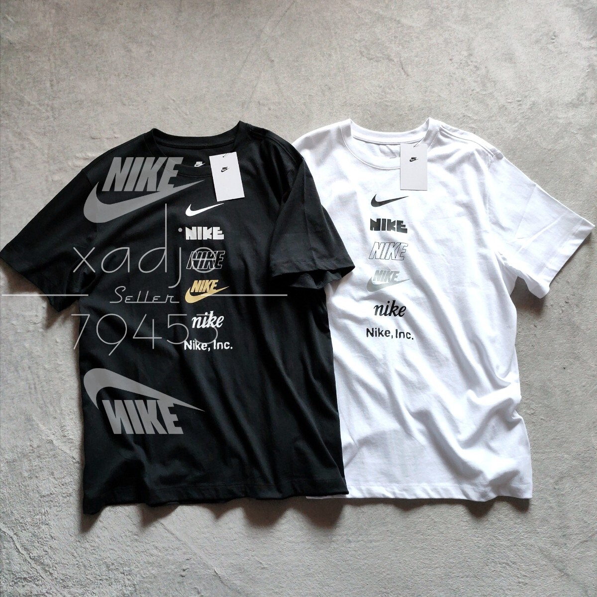 新品 正規品 NIKE ナイキ NSW INC 半袖 Tシャツ 2枚セット 黒 ブラック 白 ホワイト ロゴ スウッシュ プリント XLの画像1