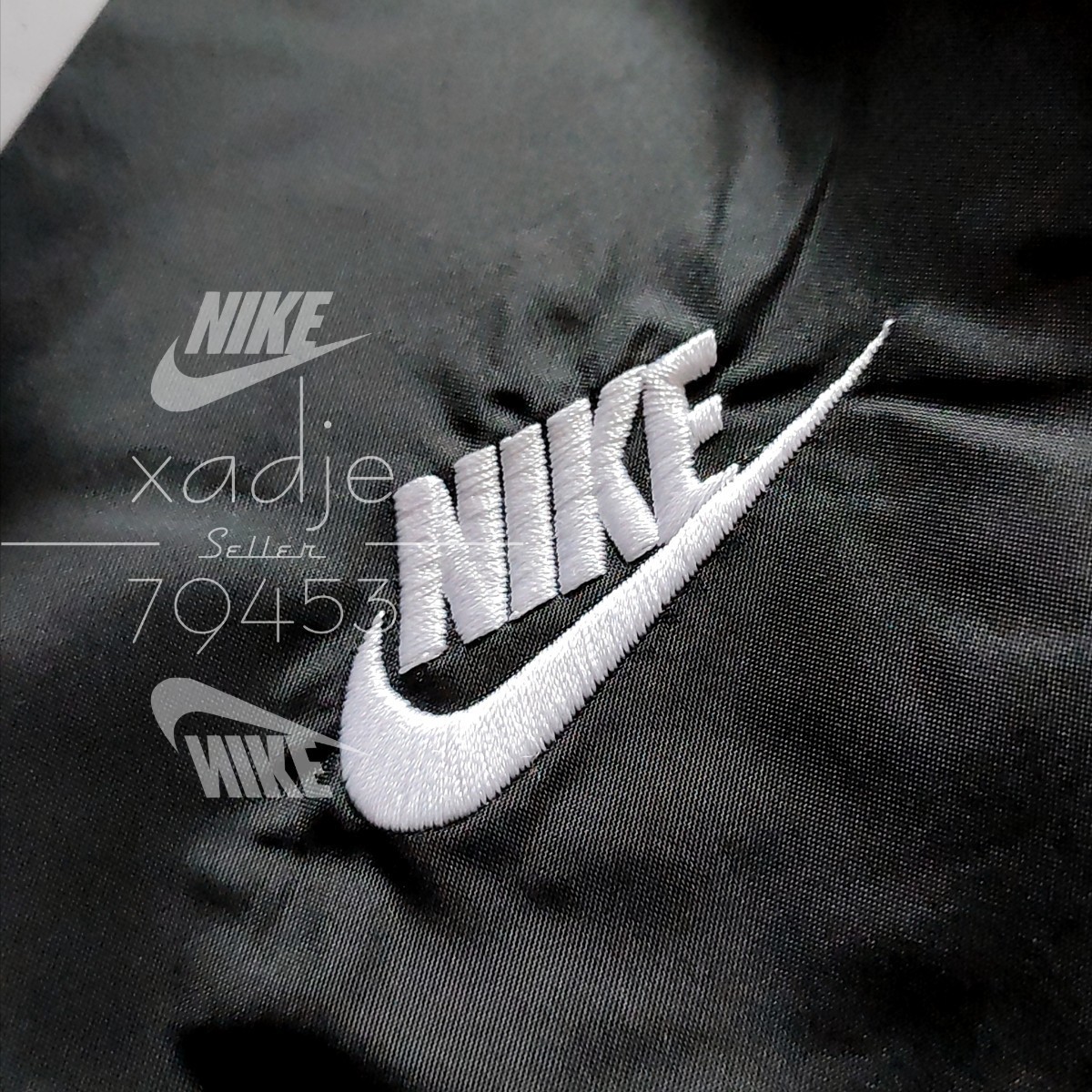 新品 正規品 NIKE ナイキ ウィンドブレーカー 上下セット ナイロン ジャケット パンツ ロゴ刺繍 セットアップ 黒 ブラック 白 XLの画像4