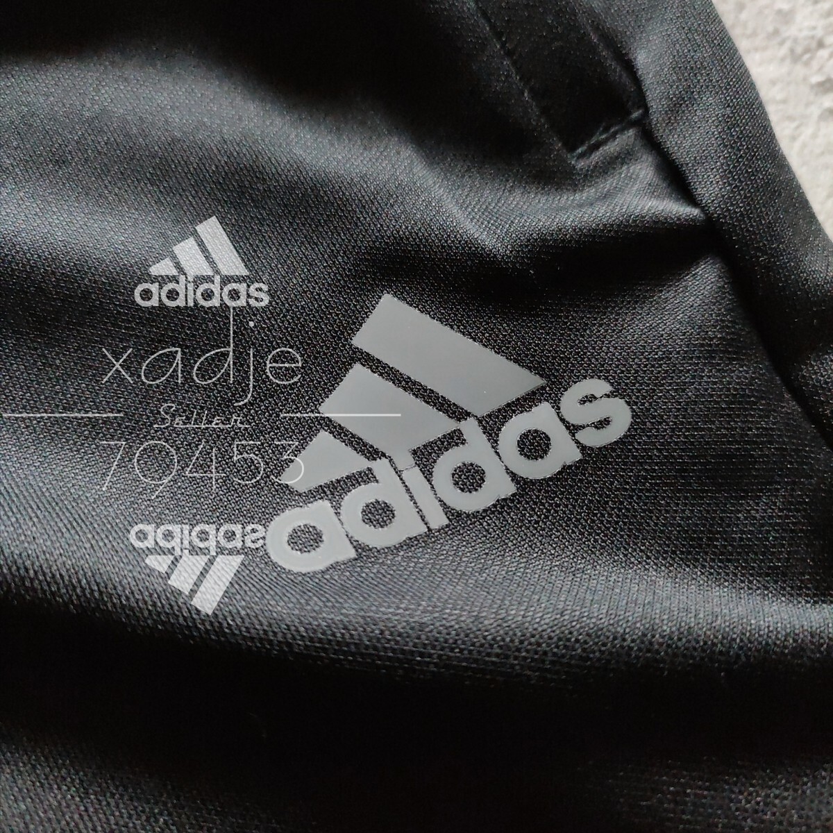 新品 正規品 adidas アディダス 上下セット セットアップ ジャージ 黒 ブラック チャコール 三本ライン 裾ファスナー付き 薄手 O XLの画像8