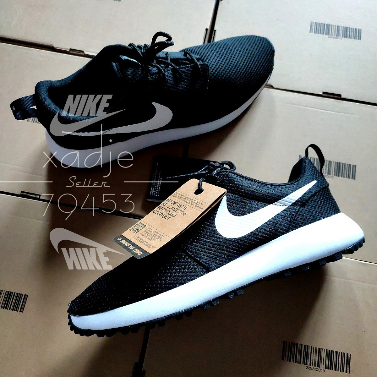 新品 正規品 NIKE ナイキ ROSHE G GOLF エアローシ ゴルフ 黒 ブラック 白 ホワイト 26.5cm US8.5 スパイクレス 箱付きの画像1