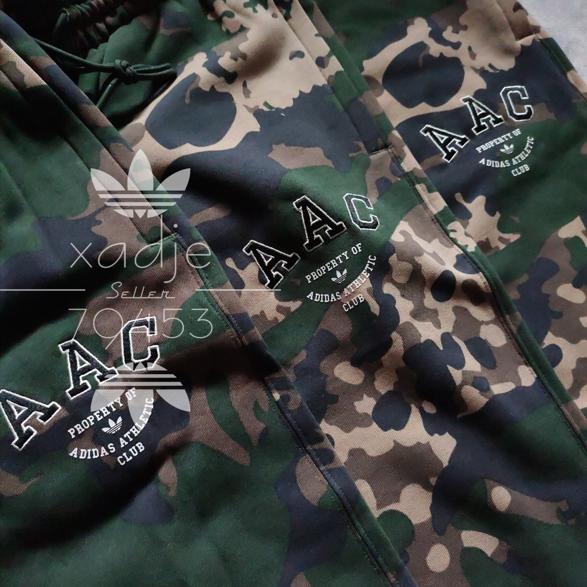新品 正規品 adidas originals AAC アディダス オリジナルス スウェット 上下セット パーカー パンツ セットアップ 刺繍 迷彩 カーキ L