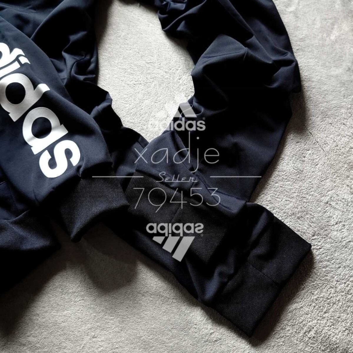新品 正規品 adidas アディダス 上下セット ジャージ パンツ セットアップ 紺 ネイビー 白 ロゴプリント XO 2XLの画像8