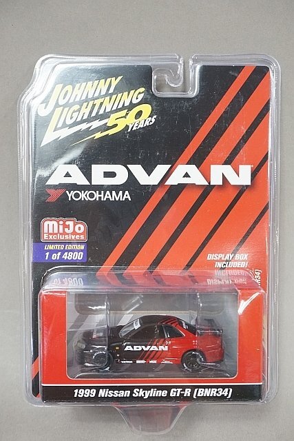 JOHNNY LIGHTNINNG ジョニーライトニング 1/64 NISSAN 日産 スカイライン GT-R R34 ADVAN/YOKOHAMA MiJo限定 JLCP7217_画像1