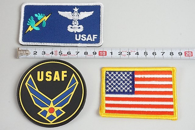 ★ USAF アメリカ空軍 ロゴ / アメリカ国旗 などワッペン / パッチ 3点ベロクロ付き 4点セット_画像4