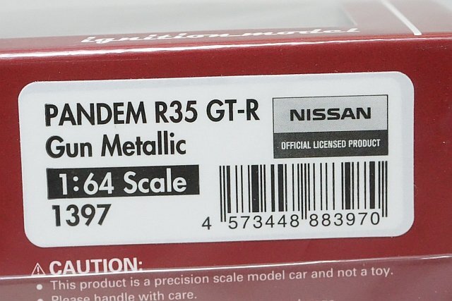 ignition model イグニッションモデル 1/64 Nissan 日産 PANDEM パンデム R35 GT-R ガンメタリック / ゴールドホイール IG1397の画像4