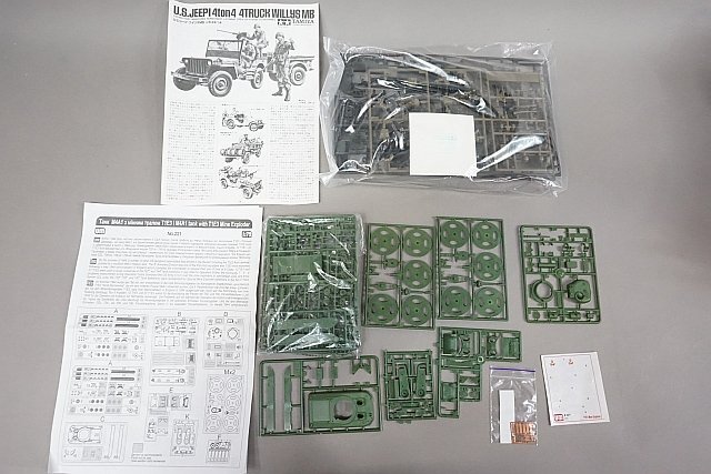 ★ タミヤ 他 1/35 U.S.ジープ ウイリスMB/米 シャーマンT1E3地雷除去ローラー1/72 等3点セット プラモデル ※手付き_画像2