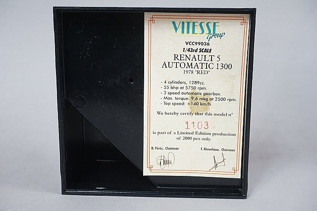 VITESSE ビテス 1/43 Renault ルノー 5 オートマチック 1978 レッド VCC99036_画像3