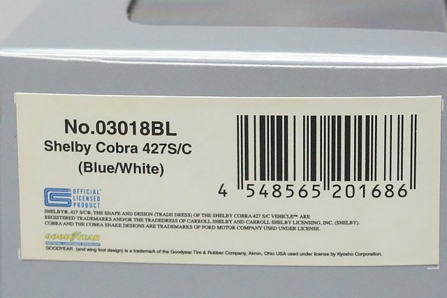 KYOSHO 京商 1/43 SHELBY シェルビー コブラ 427S/C(ブルー/ホワイト) 03018BLの画像5