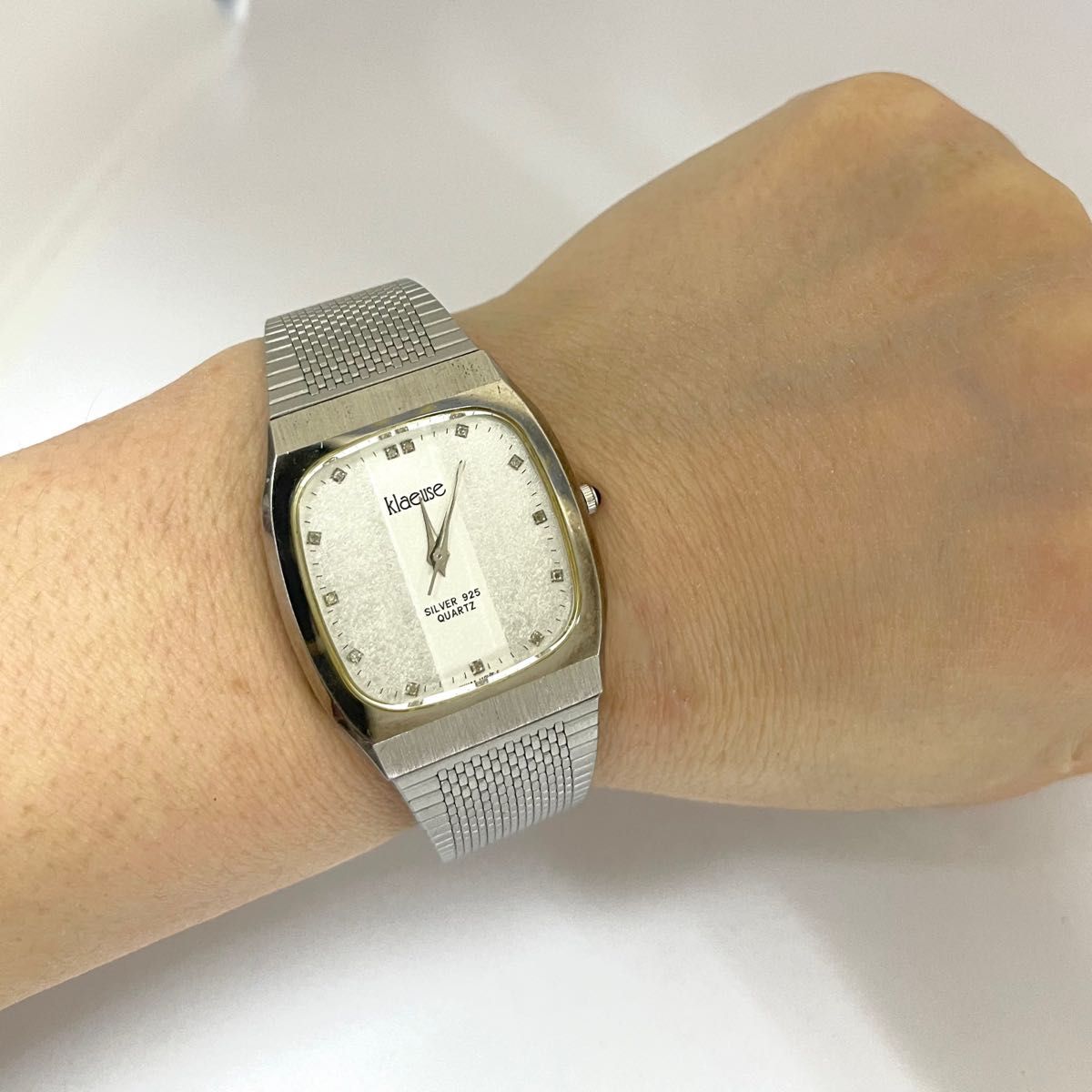 稼働　良品　klaeuse メンズ腕時計　スターリングシルバー　sv925 銀無垢　ダイヤモンド　腕時計　シルバー925 