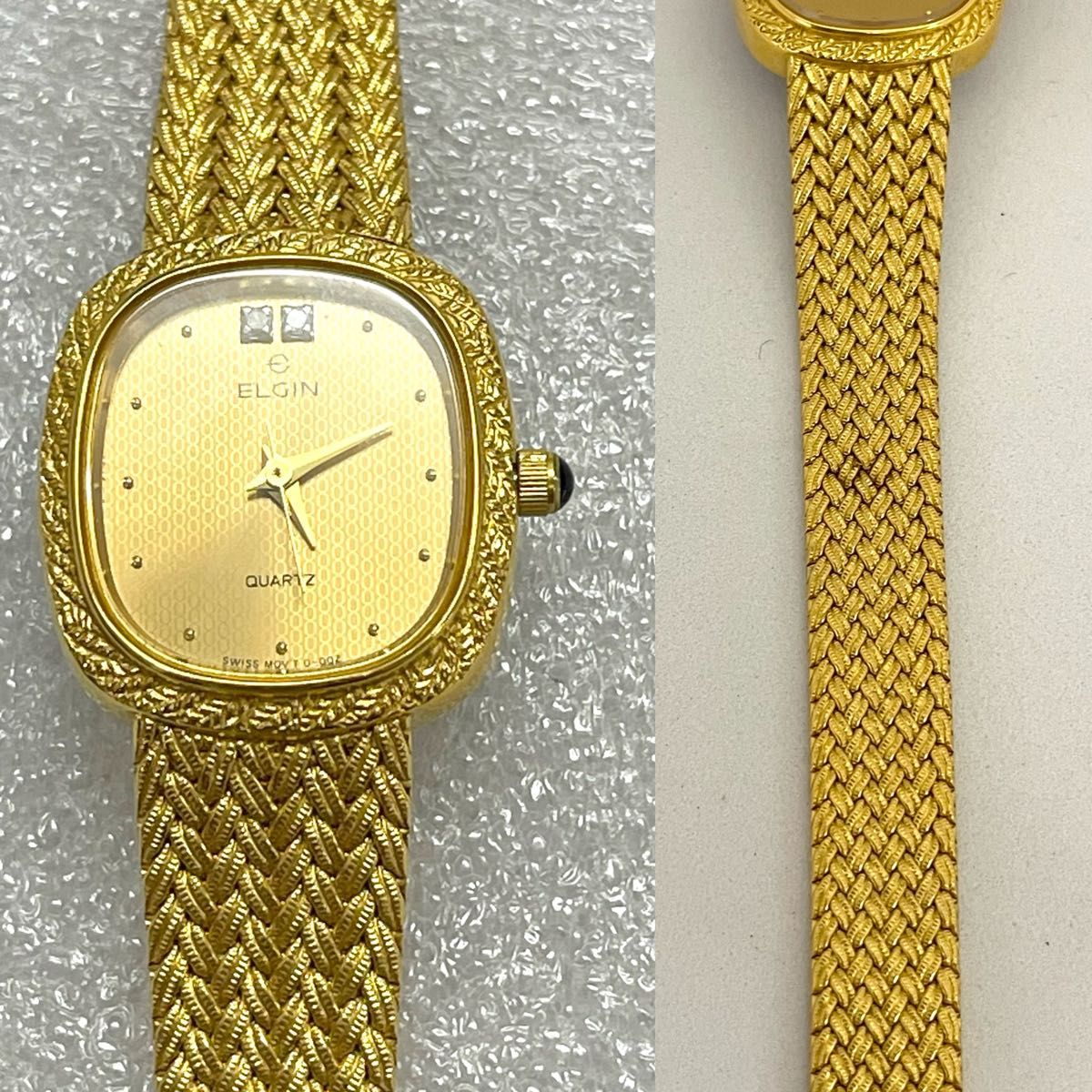 稼働 美品 ELGIN レディース腕時計 ビンテージ 2Pダイヤ 稼働 美品 ELGIN レディース腕時計 ビンテージ 2Pダイヤ