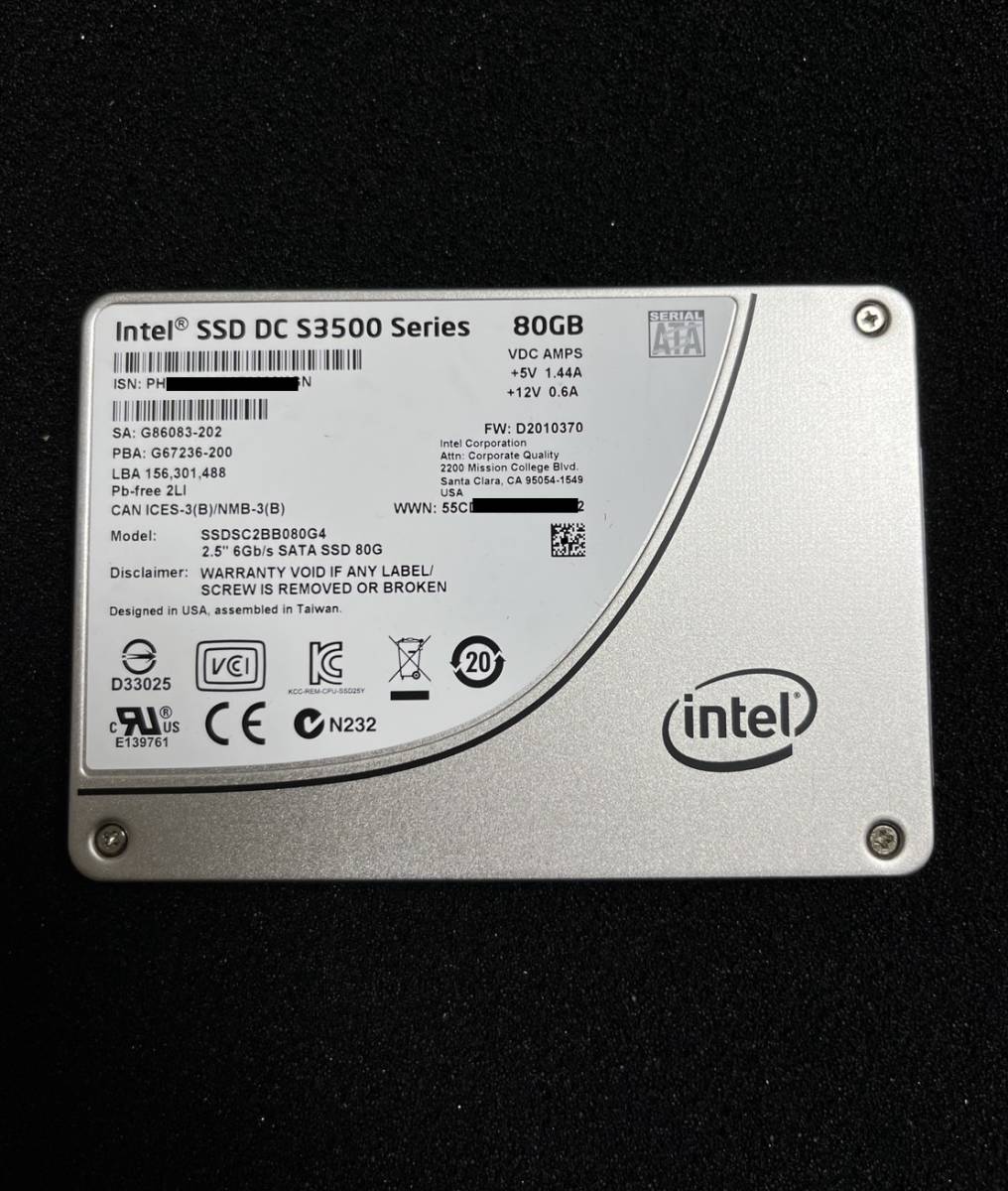 intel SSD DC S3500 Series 80GB MLC 2.5inch SSDSC2BB080G4 SATA ((動作品・1個限定！))の画像1