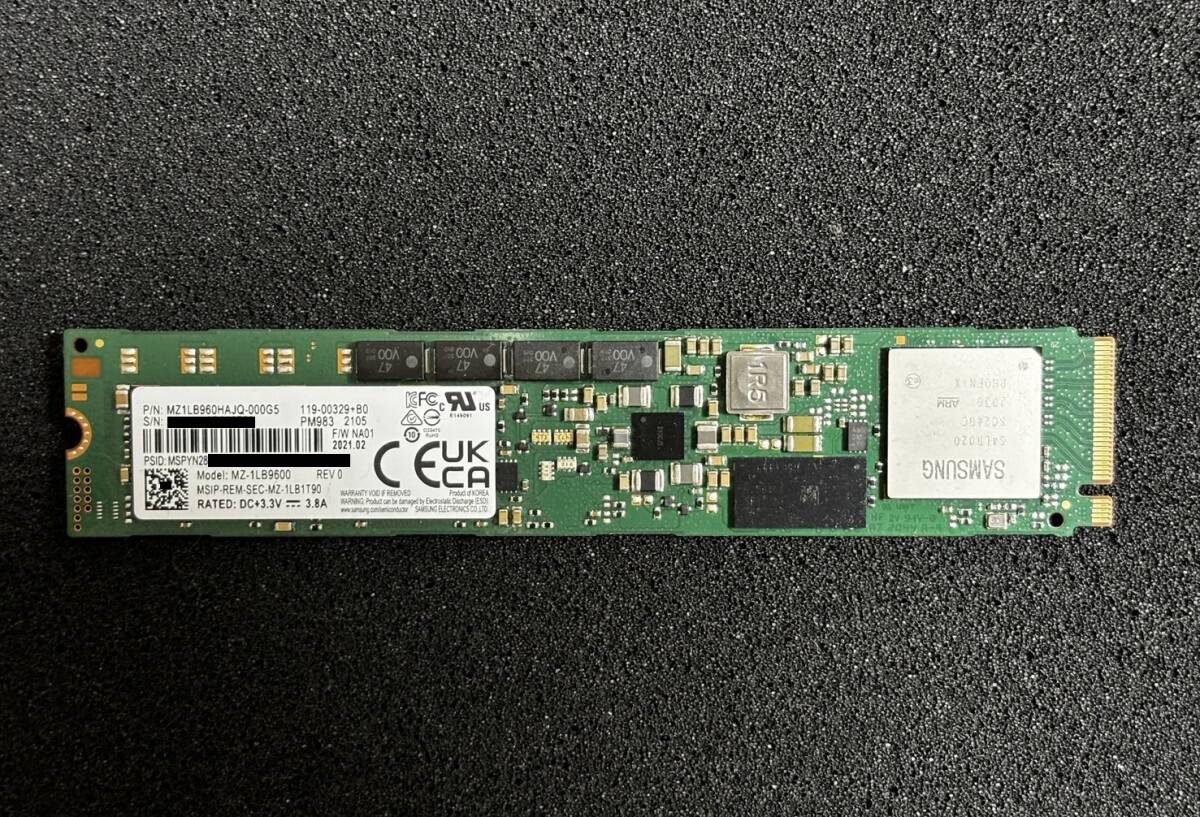 SAMSUNG SSD PM983 960GB MZ-1LB9600 M.2 NVMe PCIe 22110 ((動作品・1枚限定！))_画像1