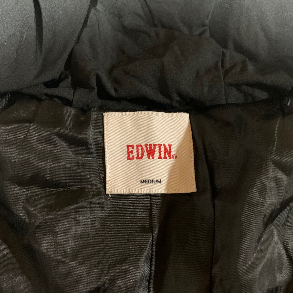 EDWIN エドウィン ダウンジャケット アウター ジップアップ フード　ブルゾン　ブラック　サイズM_画像5