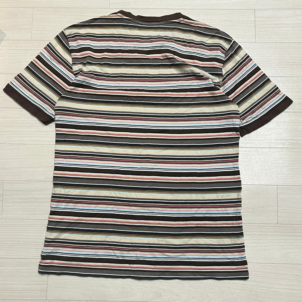 BURBERRY BLACK LABEL バーバリーブラックレーベル ロゴマーク刺繍入り Tシャツ ボーダー柄 サイズ3 半袖の画像3