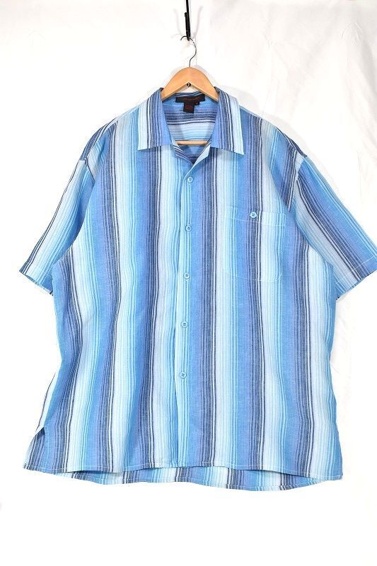 ＠美品 ベンガル Bergali ストライプ 半袖オープンシャツst373 XL ビックサイズ アメリカ古着 開襟_画像1