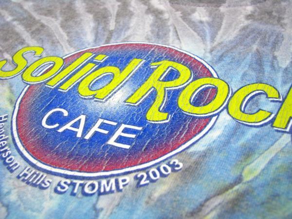 ＠縛る 染める アート 芸術 ソリッド ロック カフェ Solid Rock CAFE タイダイＴシャツt586 アメリカ古着 水色 紫_画像4