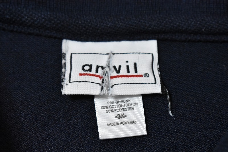 ＠美品 アンビル anvil 半袖ポロシャツP141 アメリカ古着 ビックサイズ XXXL 無地 紺_画像4