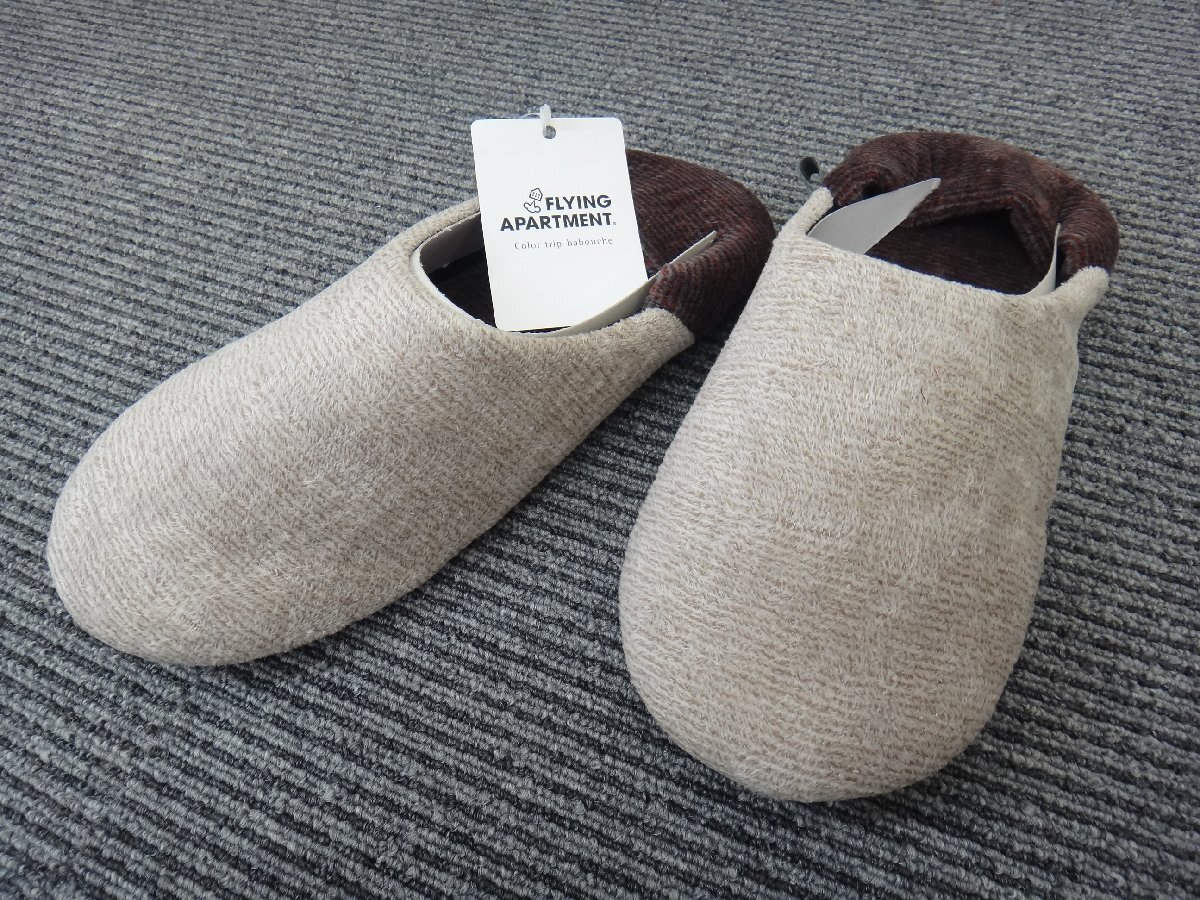 GK123-3) flying apartment men to/ color trip / Bab -shu/L size / shell × charcoal / towel ground slippers / cotton 100%/ made in Japan /25~27cm correspondence /