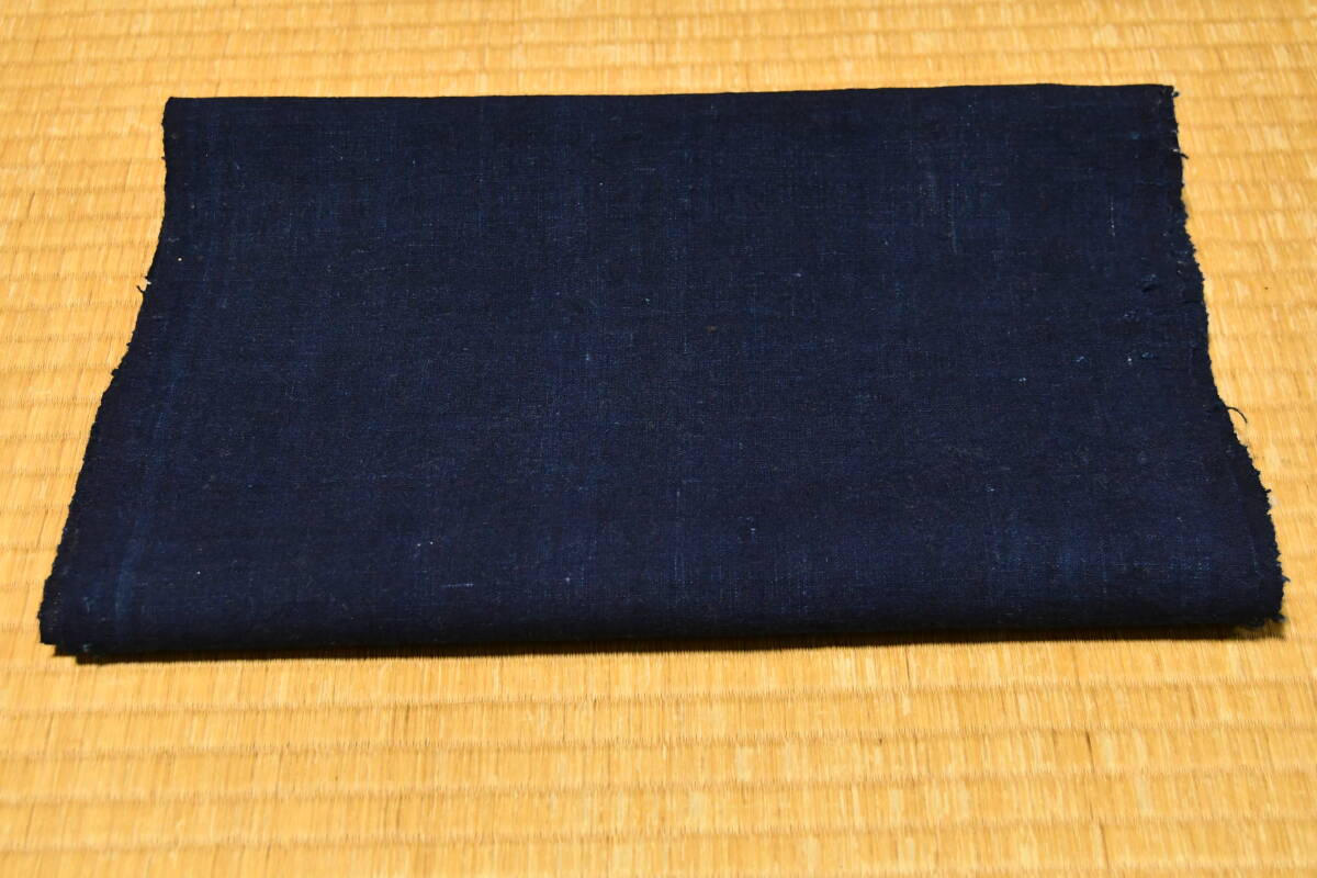 古布 藍染めの無地木綿1幅 紺藍上質木綿 手紡ぎ糸 中厚地 170cm アート 創作材料 手織り木綿の画像1