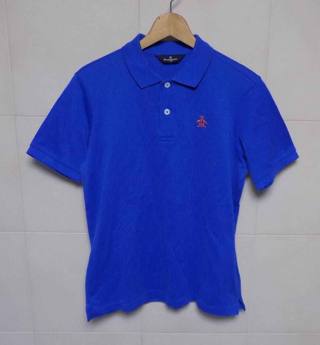 MUNSINGWEAR Munsingwear wear blue polo-shirt with short sleeves M made in Japan ( tube C)