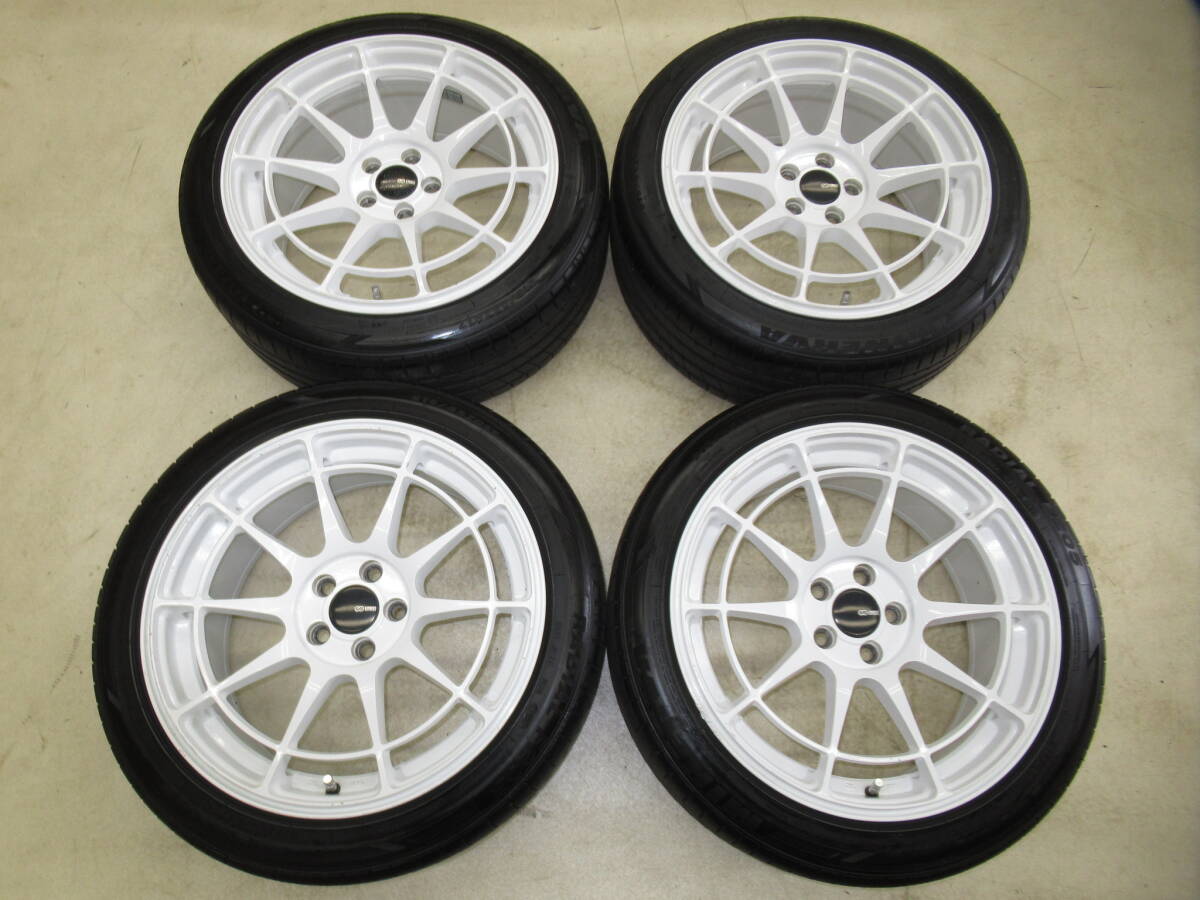 KYOWA RACING KR1238 ホワイト 8J-17 off+40 pcd100/5H 215/45R17 タイヤ付き4本 86,BRZ,レガシィ,インプレッサ,カローラスポーツ他にも！の画像1