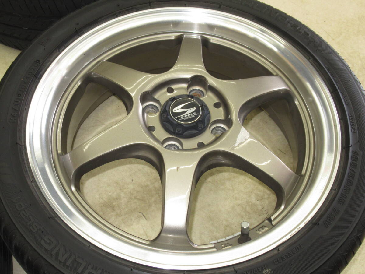 軽サイズ！BADX S-HOLD STOLZ 5J-15 off+45 pcd100/4H 165/50R15 タイヤ付き4本 コペン,ムーヴ,MAX,タント,スペーシア,ワゴンR,N-ONE他！の画像2